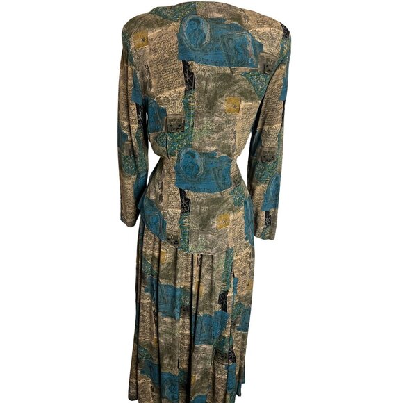 Vintage Carole Little Petites Skirt Blouse size 4 patchwork design Boho - Picture 8 of 16